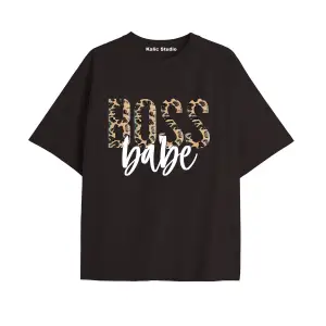 Y2k vintage Leopar Baskılı Sİyah T-shirt KOD 172