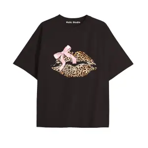 Y2k vintage Leopar Baskılı Sİyah T-shirt KOD 179