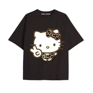 Y2k vintage Leopar Baskılı Sİyah T-shirt KOD 181