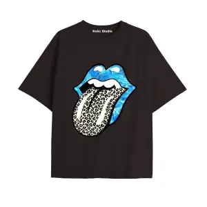 Y2k vintage Leopar Baskılı Sİyah T-shirt KOD 183