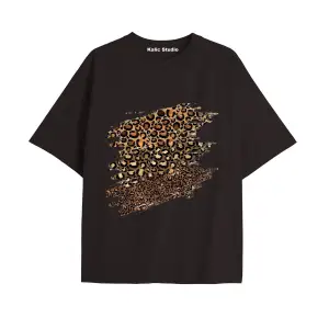 Y2k vintage Leopar Baskılı Sİyah T-shirt KOD 185