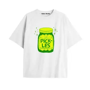 Y2k vintage Pickles Baskılı Beyaz T-shirt KOD 193