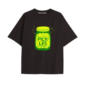 Y2k vintage Pickles Baskılı Sİyah T-shirt KOD 226