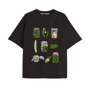 Y2k vintage Pickles Baskılı Sİyah T-shirt KOD 235