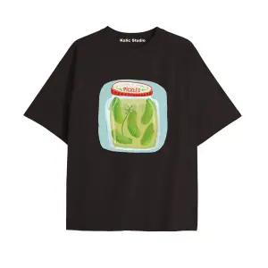Y2k vintage Pickles Baskılı Sİyah T-shirt KOD 252