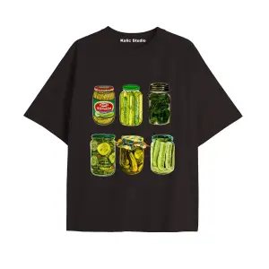 Y2k vintage Pickles Baskılı Sİyah T-shirt KOD 256