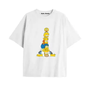 Y2k vintage Simpson Baskılı Beyaz T-shirt KOD 257