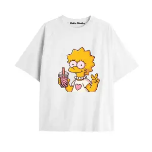 Y2k vintage Simpson Baskılı Beyaz T-shirt KOD 259