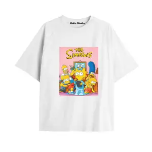 Y2k vintage Simpson Baskılı Beyaz T-shirt KOD 259