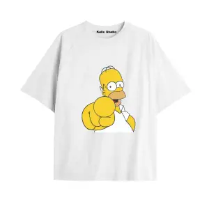 Y2k vintage Simpson Baskılı Beyaz T-shirt KOD 261