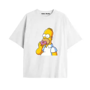 Y2k vintage Simpson Baskılı Beyaz T-shirt KOD 264