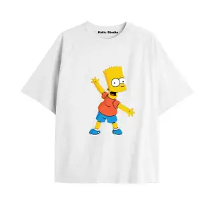Y2k vintage Simpson Baskılı Beyaz T-shirt KOD 264