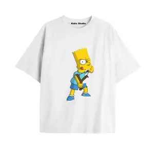 Y2k vintage Simpson Baskılı Beyaz T-shirt KOD 265
