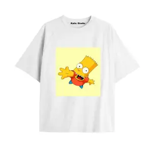 Y2k vintage Simpson Baskılı Beyaz T-shirt KOD 268