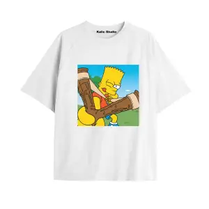 Y2k vintage Simpson Baskılı Beyaz T-shirt KOD 271