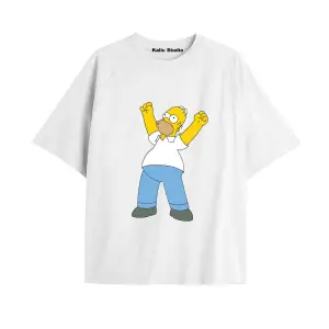 Y2k vintage Simpson Baskılı Beyaz T-shirt KOD 276
