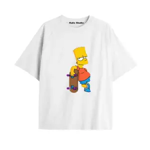 Y2k vintage Simpson Baskılı Beyaz T-shirt KOD 278