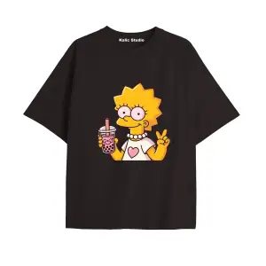 Y2k vintage Simpson Baskılı Sİyah T-shirt KOD 282