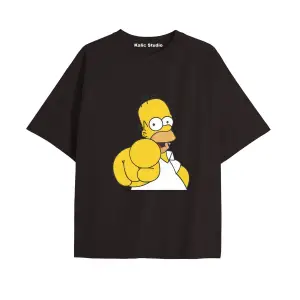 Y2k vintage Simpson Baskılı Sİyah T-shirt KOD 284