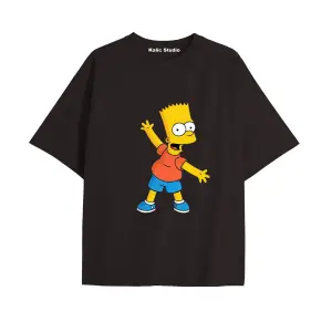 Y2k vintage Simpson Baskılı Sİyah T-shirt KOD 287