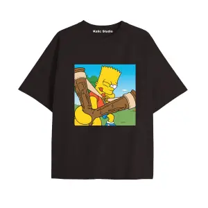 Y2k vintage Simpson Baskılı Sİyah T-shirt KOD 294
