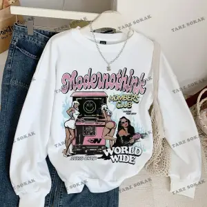 Y2K YENİ SEZON SSWEAT HARAJUKA KUROMİ RETRO KOD 16 Beyaz