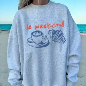 Yani Hafta Sonu Kahve Ekmek Baskılar Tişörtü Kadın Crewneck Temelleri Kapüşonlular Gevşek Pol