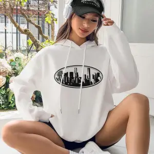 Yapı Desenli Damla Omuz İpli Kapüşonlu Üst Beyaz