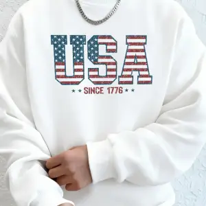 Yaratıcı ABD 1776dan Beri Mektup Desenli Erkek Hoody Cepli Rahat Kapüşonlu Üstler Sokak Stil