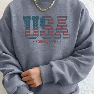 Yaratıcı ABD 1776dan Beri Mektup Desenli Erkek Hoody Cepli Rahat Kapüşonlu Üstler Sokak Stil