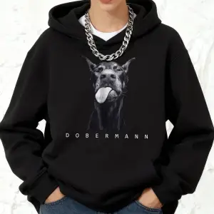 Yaratıcılık Doberman Baskılar Pamuk Kapüşonlular Kadın Kış Gevşek Kazak Polar Sıcak Koşu Kaza