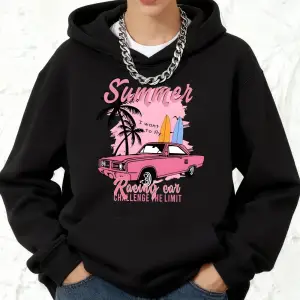 Yarış Arabası Mücadelesi Limit Baskılar Kapüşonlular Pamuklu Kadın Koşu Cepli Üstler Sportif