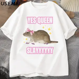 Yas Kraliçe Slay TMizah Komik Pamuk Kısa Kollu Sıçan T-Shirt erkek Giyim Harajuku Ret 2891