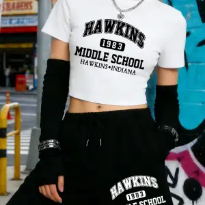 Yaz Hawkins Ortaokulu Baskılı Babby TeeT-Shirt Şort Kadın İki Parçalı Set Diz Boyu Pantolon İnce