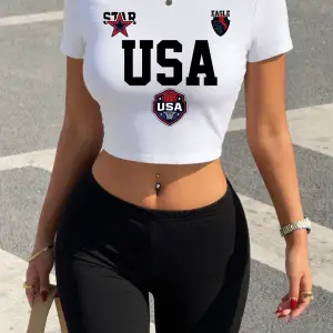 Yazlık ABD Yıldız Baskılı Jersey Babby TeeTişört Şort Kadın İki Parça Takım Üst Pantolon Dar Kesi