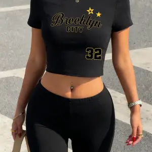 Yazlık Brooklyn City 32 Baskılı Babby TeeTişört Şort Kadın Seksi İki Parçalı Set Üstler Pantolon