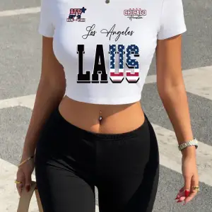 Yazlık Los Angeles ABD Harfli Baskılı Babby Teelar ve Şortlar Kadın İki Parçalı Set Tişörtler