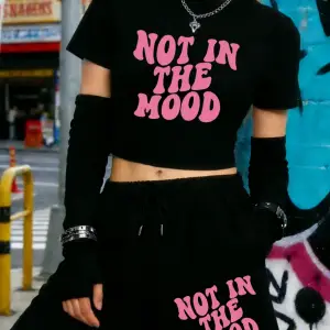 Yazlık Rahatsız Hali Baskılı Babby TeeTişört Şort Kadın Seksi İki Parçalı Set Diz Boyu Pantolon İ