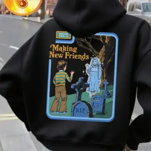 Yeni Arkadaşlar Yapmak Baskılı Kapüşonlu Üstler Kadın Rahat Bol Kazak Kışlık Polar Sıcak Swea