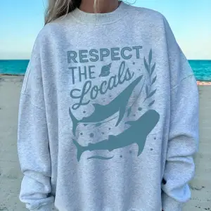 Yerlileri koruyun balina baskılar tişörtü kadın kış polar sıcak Hoodies Crewneck gevşek kazak