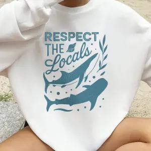 Yerlileri koruyun balina baskılar tişörtü kadın kış polar sıcak Hoodies Crewneck gevşek kazak