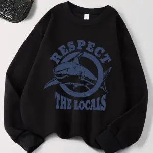 Yerlileri koruyun köpekbalığı baskılar kazak kadın kış polar sıcak Hoodies Crewneck gevşek üs