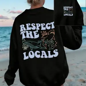 Yerlileri Saygıye Alın Köpekbalığı Baskılı Sweatshirtler Kadınlar İçin Yumuşak Polar Sıcak Ka