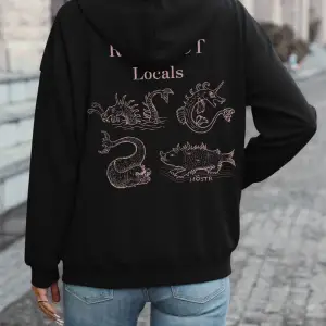 Yerliyerleri Onurlandırın Baskılı Kapüşonlu Üst Kadın Temelleri Rahat Kazak Sokak Cep Tişörtü