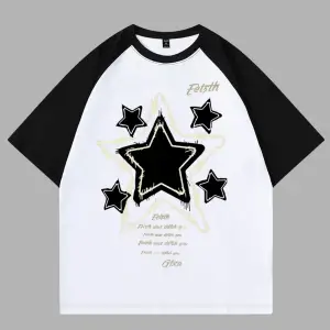 YILDIZ BASKILI ÇİFT RENK T SHIRT