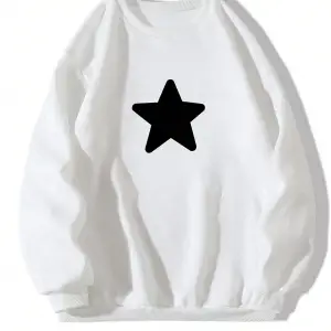 Yıldız Desenli Düşük Sweat Beyaz