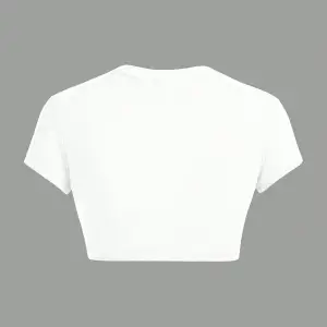 Yıldız Grafikli Yuvarlak Yaka Kısa Kollu Crop