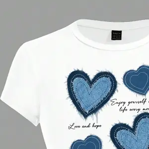 Yıldız Grafikli Yuvarlak Yaka Kısa Kollu Crop