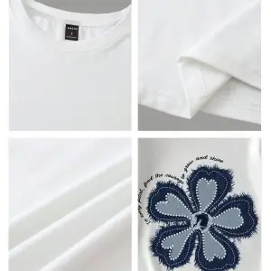 Yıldız Grafikli Yuvarlak Yaka Kısa Kollu Tişört