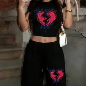 Your Love Made Hurtsprints Babby TeeT-Shirt Şort Yaz İki Parçalı Set Üstleri Pantolon Sportif Büy